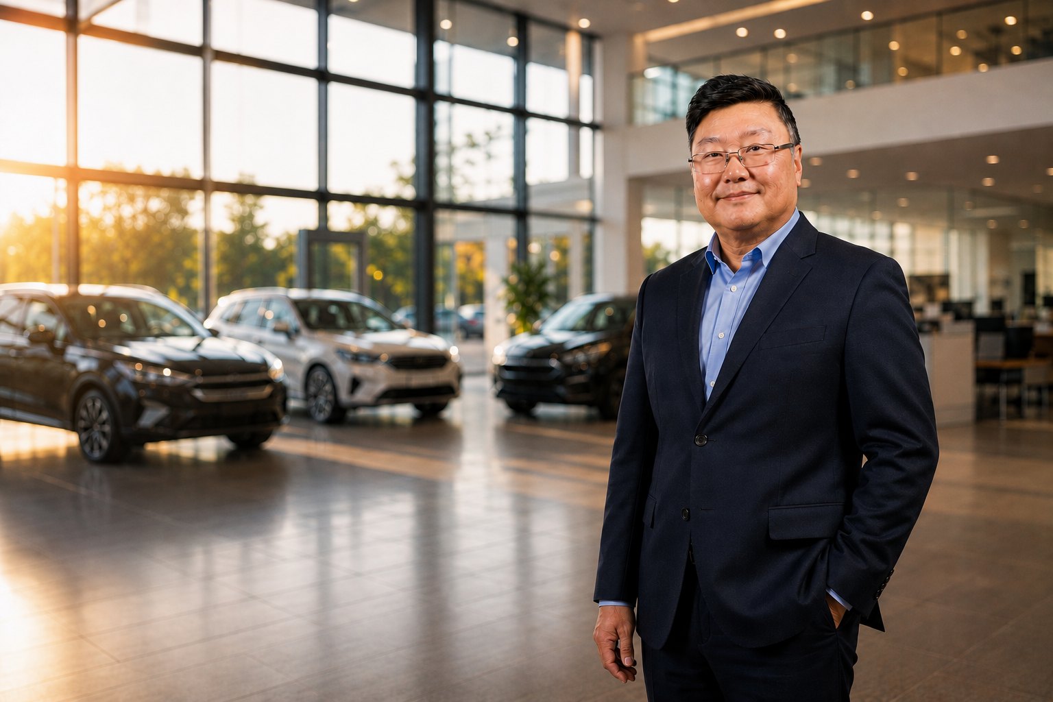Dave Ingland in a car showroom